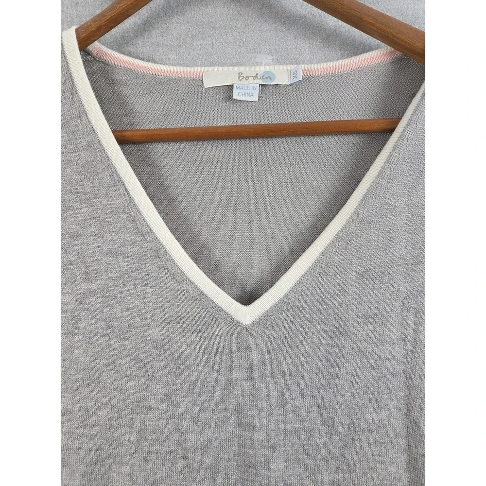Boden Womens XS‎ Wool Cashmere Blend Sweater Pullover Gray Knit Edge Trim